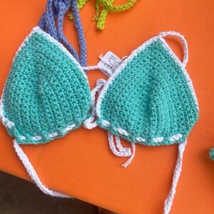 Handmade Crotchet bathing suit top.